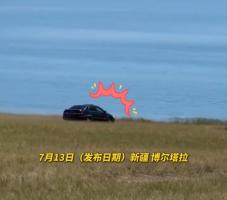 游客忘拉手刹轿车溜进赛里木湖
